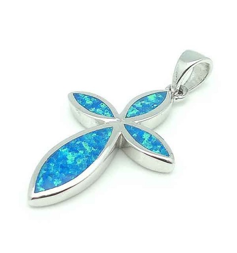 Silver Cross and Blue Opal