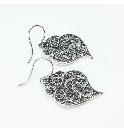 Silver earrings, filigree
