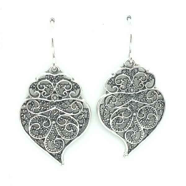 Silver earrings, filigree