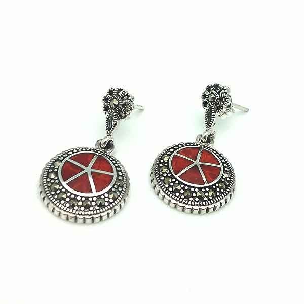  Silver and coral earrings