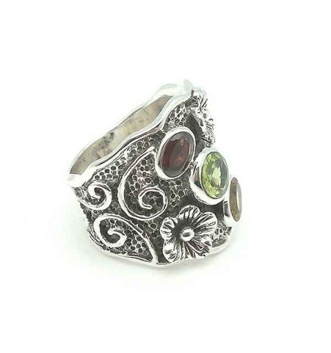 Anillo plata con flores