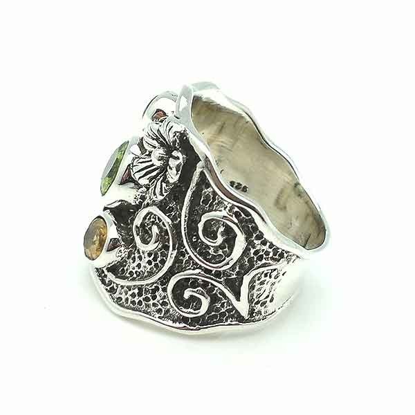 Anillo plata con flores