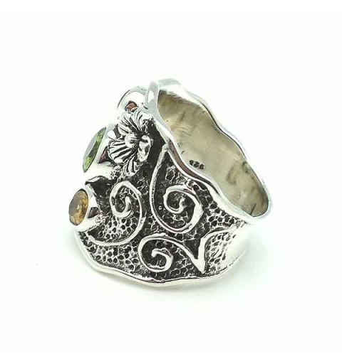 Anillo plata con flores