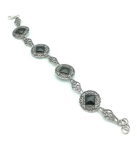 Silver and Jet stone Bracelet