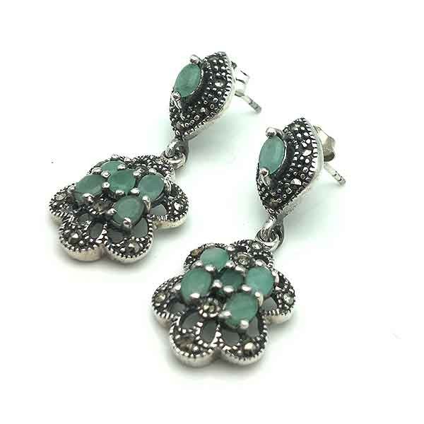Silver and emerald earrings