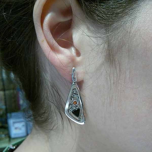 Jet fligree earrings