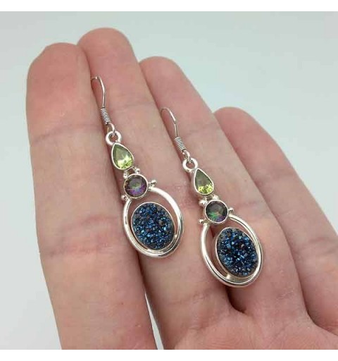 Agate druzy oval earrings