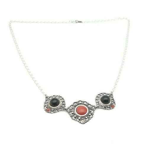 Choker coral silver and gold