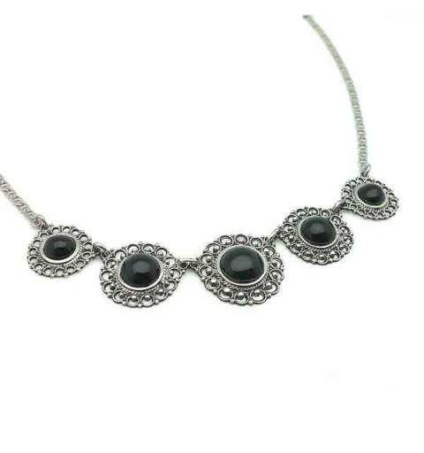 Silver and jet necklace