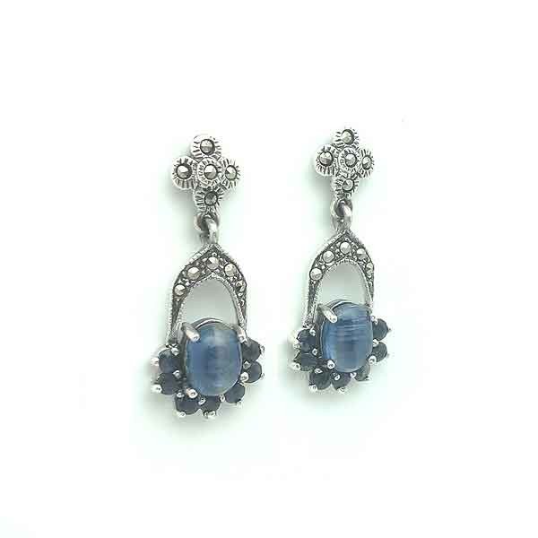 Silver and sapphire earrings
