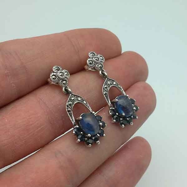 Silver and sapphire earrings