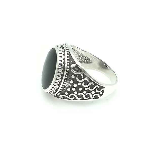 Silver and jet unisex ring