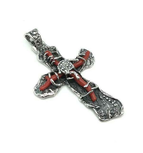 Silver cross and coral