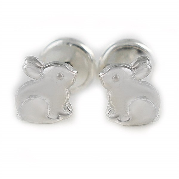 Baby earrings, bunny, in sterling silver.