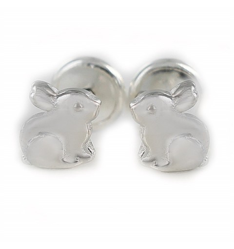 Baby earrings, bunny, in sterling silver.
