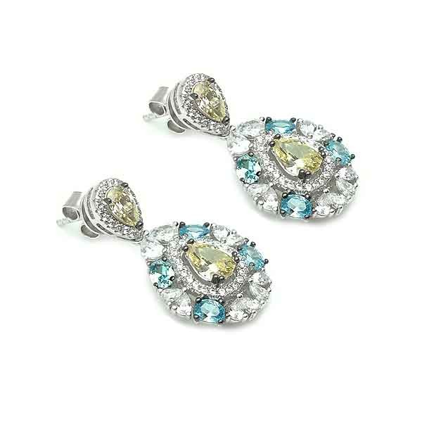 Earrings with colored zircons