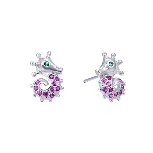 Pink seahorse earrings