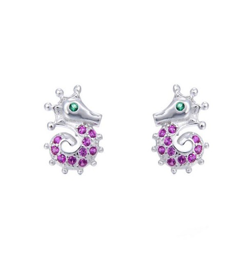 Pink seahorse earrings