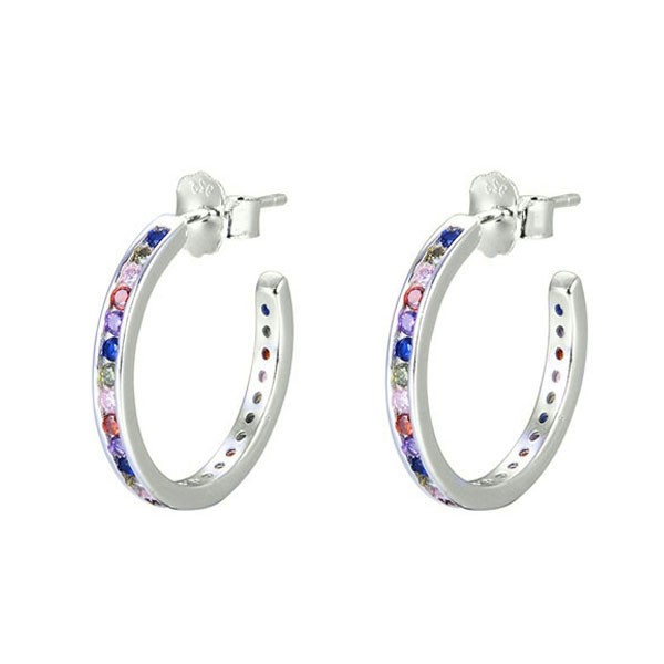 Pendientes aro circonitas color