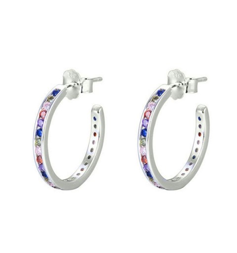 Pendientes aro circonitas color