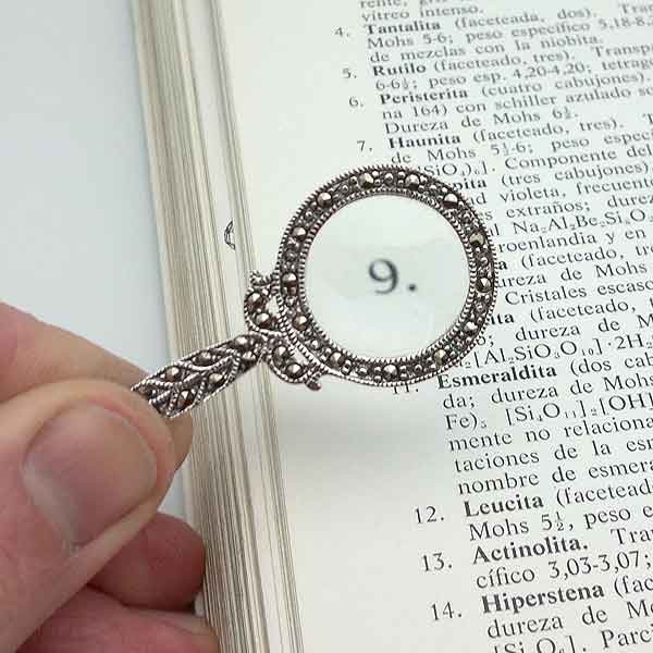 Pendant with magnifying glass and marcasites