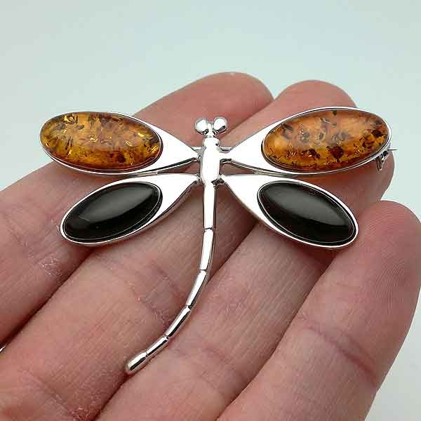 Amber Dragonfly brooch