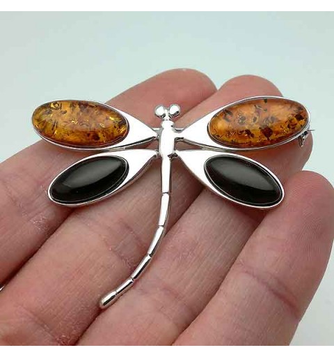 Amber Dragonfly brooch