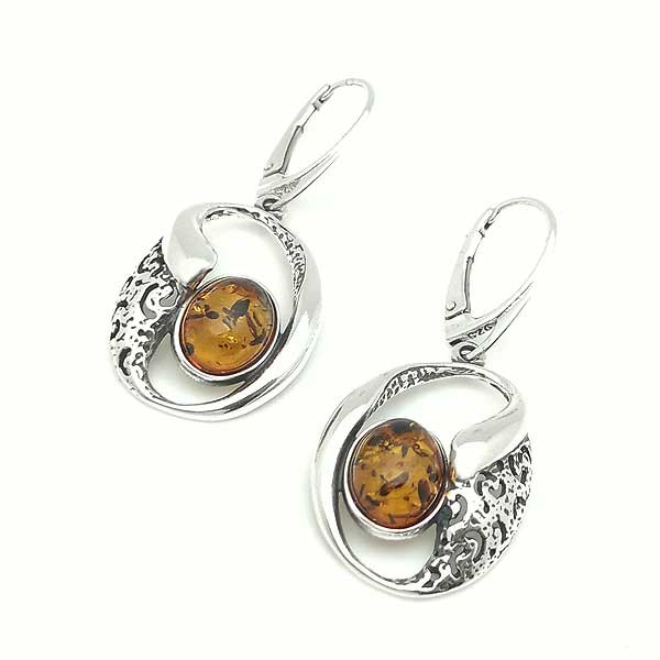 Openwork amber earrings