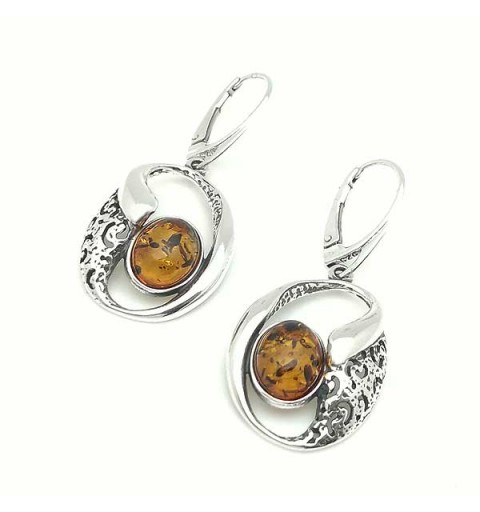 Openwork amber earrings