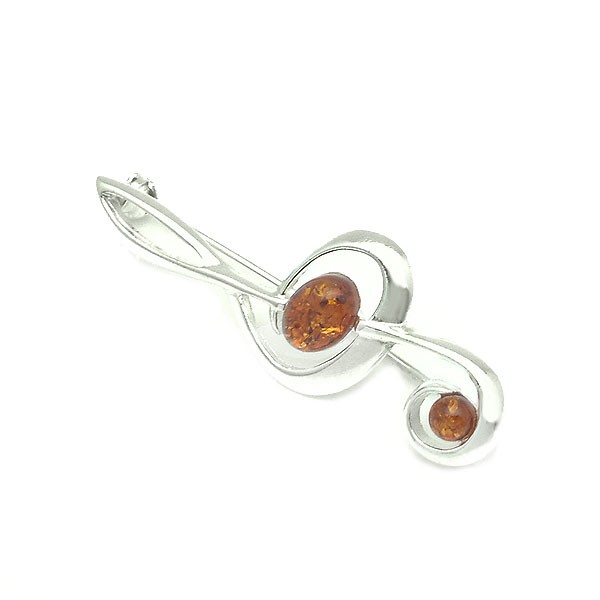 Broche ambar clave de sol