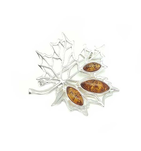 Leaf amber brooch