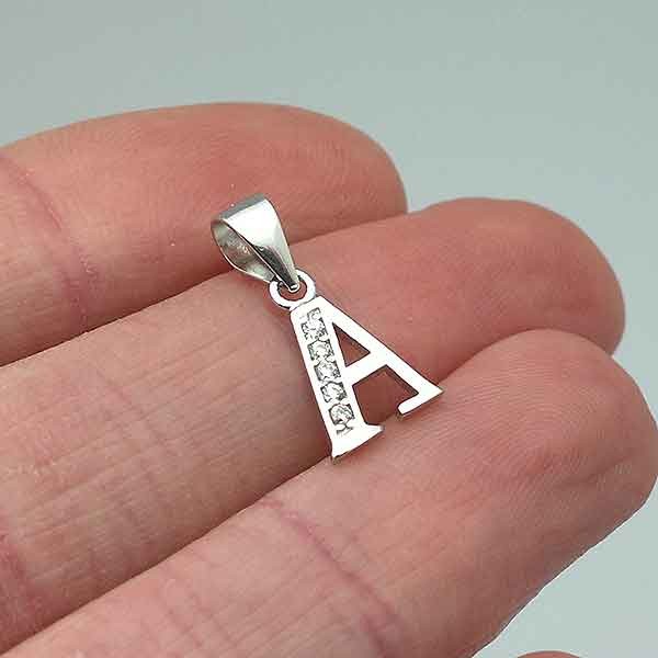 Initial silver pendant, letter A.