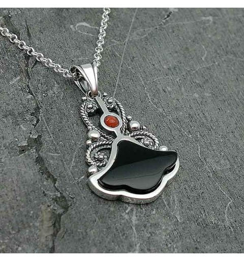 Silver and jet pendant