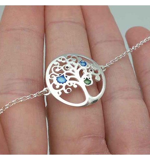 Tree of life bracelet in silver and enamel on fire