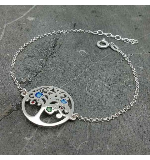 Tree of life bracelet in silver and enamel on fire