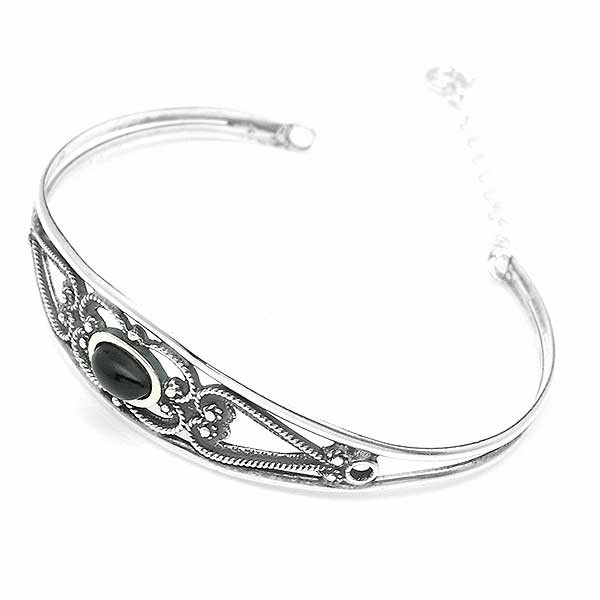 Silver and jet bracelet
