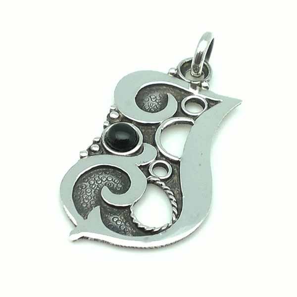 Silver pendant with the letter J.