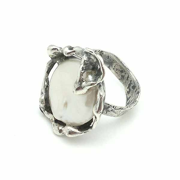 Anillo plata perla coin