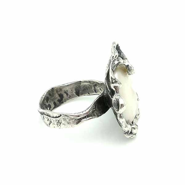 Anillo plata perla coin