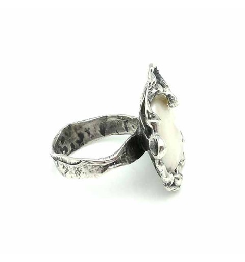 Anillo plata perla coin