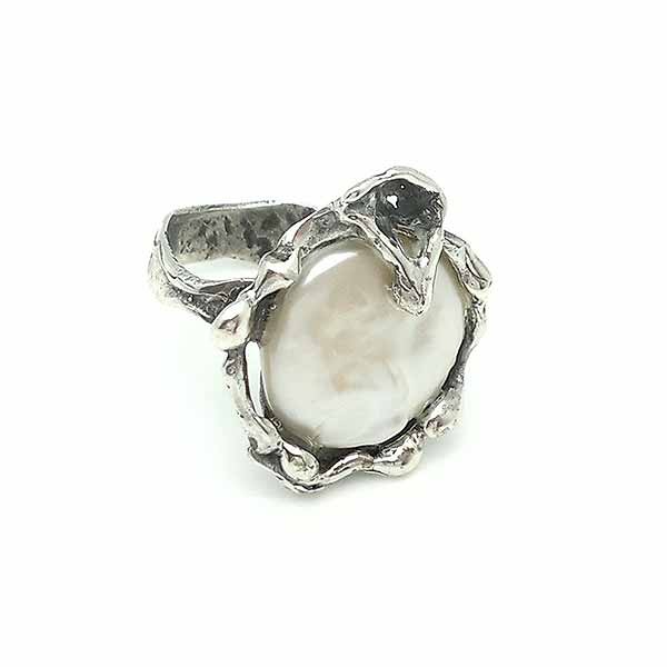 Anillo plata perla coin
