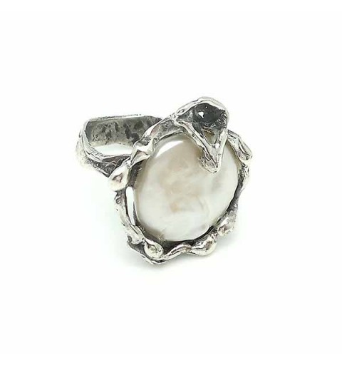 Anillo plata perla coin