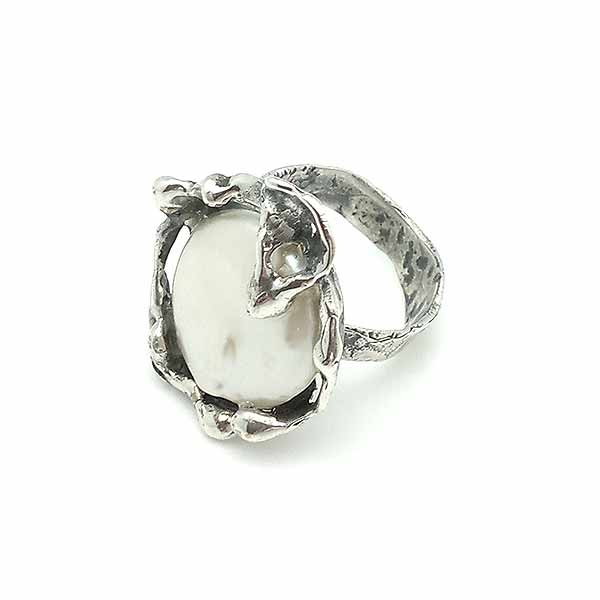 Anillo plata perla coin