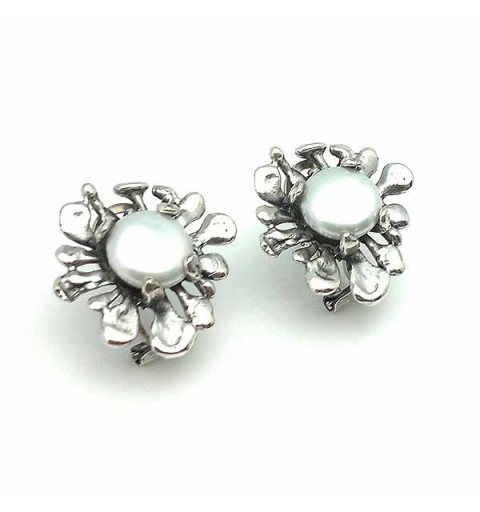 Silver earrings with omega clasp