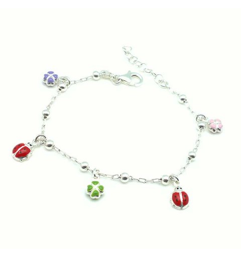Pulsera mariquitas y tréboles