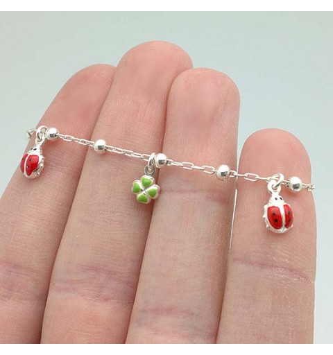 Pulsera mariquitas y tréboles