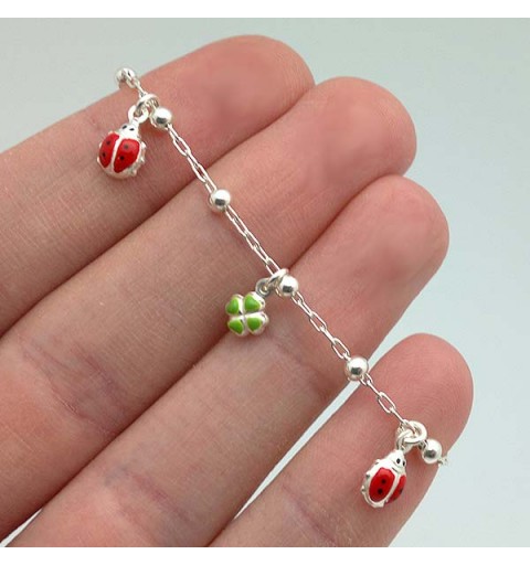 Pulsera mariquitas y tréboles