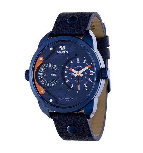 Marea brand watch, with Diesel type design, metallic blue color.