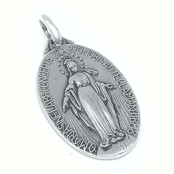 Medalla virgen milagrosa en plata.