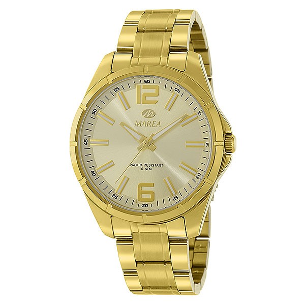Reloj dorado para caballero, de la marca Marea.